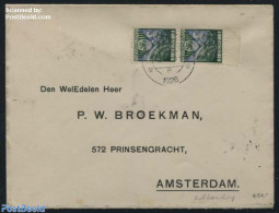 Netherlands 1926 Sync. Perforation (Roltanding) NVPH No. R75 2x On Letter, Postal History - Covers & Documents