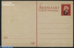 Netherlands 1951 Postcard 6c On 12.5c Red, Unused Postal Stationary - Storia Postale