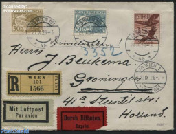 Austria 1926 Registered Airmail, Eilboten Expres To Groningen (NL), Postal History - Covers & Documents