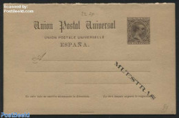 Spain 1889 Postcard With Paid Answer 15/15c SPECIMEN (muestras), Unused Postal Stationary - Cartas & Documentos