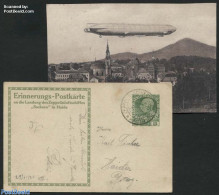 Austria 1913 Illustrated Postcard Zeppelin Ship Sachsen In Haida With Special Cancellation, Used Postal Stationary, Tr.. - Briefe U. Dokumente