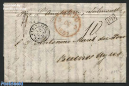 France 1850 Letter From Paris Via UK To Argentina, Postal History - Briefe U. Dokumente