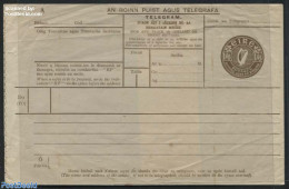 Ireland 1929 Telegram 1Sc 6Pg Brown (186x121mm), A Few Brown Spots And A Little Tear Left, Unused Postal Stationary - Brieven En Documenten