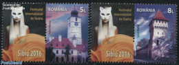 Romania 2016 International Theatre Festival 2v, Mint NH, Performance Art - Theatre - Art - Castles & Fortifications - .. - Unused Stamps