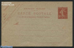 France 1921 Postcard 30c Red, Unused Postal Stationary - Covers & Documents