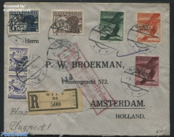 Austria 1925 Airmail Letter To Amsterdam, Registered, Postal History, Nature - Transport - Birds - Aircraft & Aviation - Covers & Documents