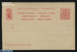 Luxemburg 1888 Reply Paid Postcard 10/10c 142x94mm, Unused Postal Stationary - Covers & Documents