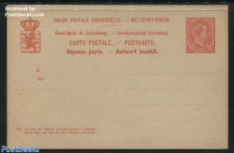 Luxemburg 1895 Reply Paid Postcard 10/10c, Unused Postal Stationary - Cartas & Documentos