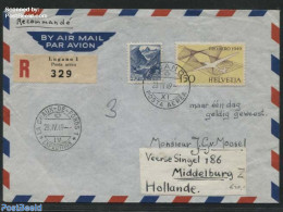 Switzerland 1949 Registered Airmail Letter To Holland, Postal History - Covers & Documents