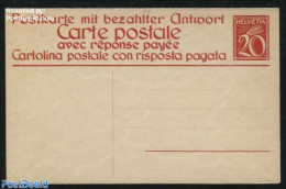 Switzerland 1924 Reply Paid Postcard 20/20c, Unused Postal Stationary - Brieven En Documenten