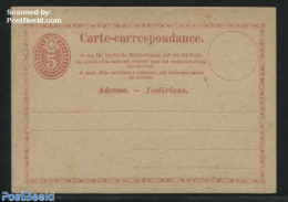 Switzerland 1873 Postcard 5c Rosa, Communicazioni, Unused Postal Stationary - Covers & Documents