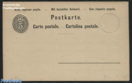 Switzerland 1879 Reply Paid Postcard (1st And 4th Side Printed), Unused Postal Stationary - Storia Postale