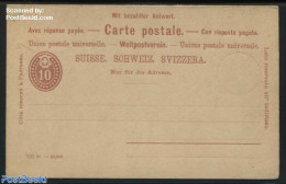 Switzerland 1890 Reply Paid Postcard 10/10c, Unused Postal Stationary - Storia Postale