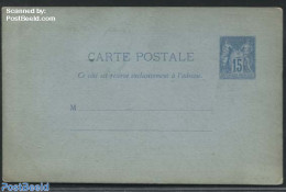 France 1878 Postcard 15c Blue, 2 Address Lines, Unused Postal Stationary - 1859-1959 Brieven & Documenten