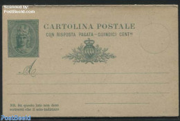 San Marino 1918 Reply Paid Postcard 15/0c, Thin Cardboard, Unused Postal Stationary - Brieven En Documenten