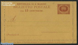 San Marino 1890 Letter Card 15c, Unused Postal Stationary - Storia Postale