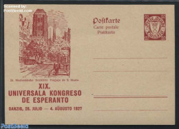 Germany, Danzig 1927 Illustrated Postcard, Esperanto, 20pf, St. Marienkirche, Unused Postal Stationary, Religion - Sci.. - Churches & Cathedrals