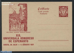 Germany, Danzig 1927 Illustrated Postcard, Esperanto, 20pf, Old Mill, Unused Postal Stationary, Science - Various - Es.. - Moulins