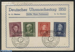 Germany, Federal Republic 1950 Welfare 1949 Set On Card With Special Postmark Uhren-Fachmesse, Postal History, Art - C.. - Covers & Documents