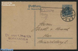 Germany, Empire 1923 Reply Paid Postcard 30/30pf, Uprated 15000/15000M By Postmark, Used Postal Stationary - Cartas & Documentos