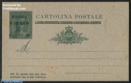 San Marino 1924 Postcard 30Cmi On Quindici Cmi, Front Card, Thin Grey Cardboard, Unused Postal Stationary - Lettres & Documents