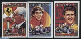 Mali 1995 Autosport 3v, Imperforated, Mint NH, Sport - Transport - Autosports - Ferrari - Autos