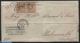 Netherlands 1874 Letter From Dorecht To Falmouth, With Pair Of NVPH No. 23K, Postal History - Covers & Documents