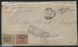 Netherlands 1875 Ship Mail, Scheepspost, From Gouda To Batavia Postmark: Ned-Indie Via Brindisi Britsche Pakketb., Pos.. - Storia Postale