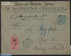 Netherlands 1893 Registered Letter From Zwolle To Berlin, Postal History - Brieven En Documenten