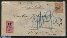 Netherlands 1889 Registered Letter From Pieterburen (langstempel) To Amsterdam, Postal History - Covers & Documents