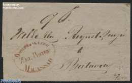 Netherlands Indies 1854 Ship Mail, Postmark: Zee Brief Ongefrankeerd Macassar, Postal History, Transport - Ships And B.. - Schiffe