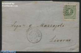 Netherlands 1873 20c Perf. 14 On Letter From Amsterdam To Livorno, Brown Spots, This Perf. Is Very Rare On A Letter., .. - Lettres & Documents