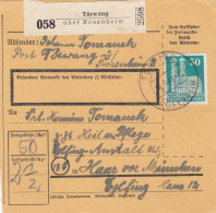 BiZone Paketkarte 1948: Törwang Nach Haar, Heil U. Pflege - Lettres & Documents