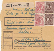 Paketkarte 1948: Berklingen über Wetzlar Nach Haar, Wertkarte - Brieven En Documenten