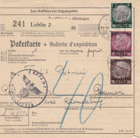 GG Auslandspaketkarte Lublin Nach Rümmelsburg/Pommern - Occupazione 1938 – 45
