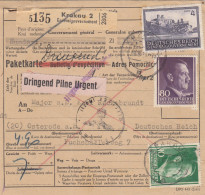 GG Auslandspaketkarte Krakau, Dringend Nach Osterode - Occupazione 1938 – 45