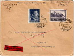 GG: Wert- Eilboten Brief Sadowa Wisznia - Krakau, Eigenhändig !!!, Portogerecht - Occupation 1938-45