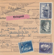 GG Auslandspaketkarte Skierniewice, DRINGEND Nach Treuenbritzen - Werk, Stube 31 - Ocupación 1938 – 45