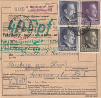 GG Auslandspaketkarte Hrubieszow PNZ überdruckt Nach Herzberg Verzollung Stempel - Ocupación 1938 – 45