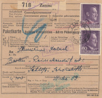 GG Auslandspaketkarte Zamosc, Agentur Ruskie Piaski Nach Reinickendorf, MeF - Occupazione 1938 – 45