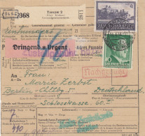 GG Auslandspaketkarte Tarnow DRINGEND Nach Berlin, Kein Zustellentgelt - Occupazione 1938 – 45