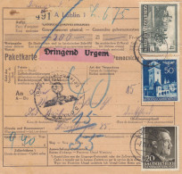 GG Auslandspaketkarte Lublin, Dringend - Occupation 1938-45