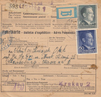 GG Auslandspaketkarte Lemberg Nach Strassburg, Beutelpost-Freiw.Div. Galizien - Ocupación 1938 – 45