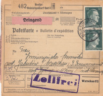 GG Berlin-DRINGEND Nach Jakubow / Warschau, Mit 2x Notpaketkarte, Zollfrei - Occupation 1938-45