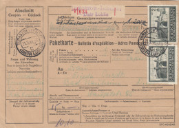 GG Auslandspaketkarte Tomaszow Lubelski, Wert, Inhalt: Rückwanderergut - Occupazione 1938 – 45