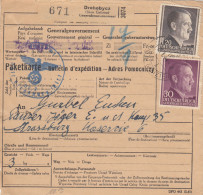 GG Auslandspaketkarte Drohobycz Nach Strassburg, Jäger - SS-Freiw.Div. Galizien - Bezetting 1938-45
