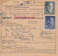 GG Auslandspaketkarte Sandomir Nach Strassburg, Freiwilligen Division Galizien - Ocupación 1938 – 45
