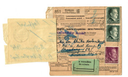 GG Auslandspaketkarte Chodorow Nach Strassburg, Freiwillig. Div. Galizien, Zoll - Occupation 1938-45