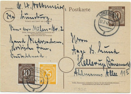 Ganzsache Lüneburg 1947 Nach Dänemark - Lettres & Documents