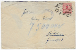 Bahnpost Zug Nr. 460 Mit Nachgebühr Von 7,5 Mio, 21.10.1923 Nach Neukölln - Brieven En Documenten